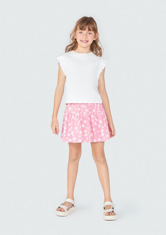 Foto do produto: Shorts Saia Infantil Em Viscose Estampada - Rosa