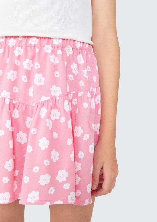 Foto do produto: Shorts Saia Infantil Em Viscose Estampada - Rosa