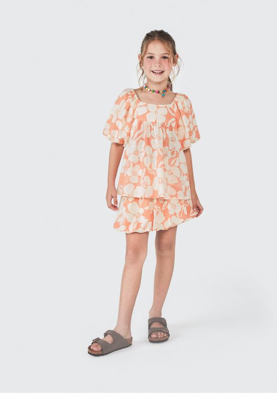 Foto do produto: Blusa Infantil Menina Estampada Balonê - Laranja