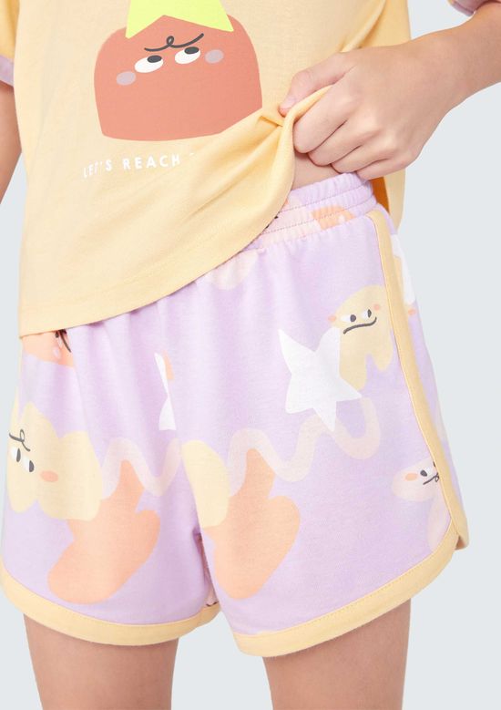 Foto do produto: Pijama Curto Infantil Menina Que Brilha no Escuro - Amarelo