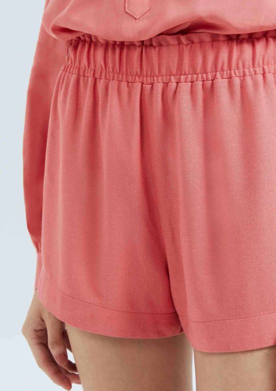 Foto do produto: Shorts Feminino Cintura Alta Em Viscolinho - Rosa