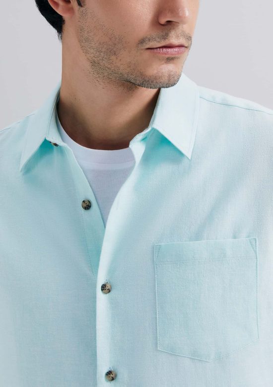 Foto do produto: Camisa Masculina Manga Longa Fio Tinto Em Linho - Verde