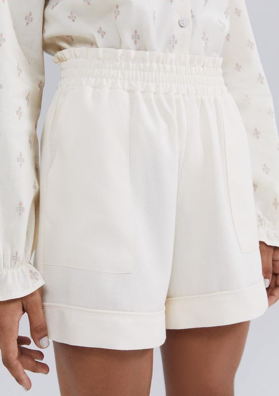 Foto do produto: Shorts Feminino Cintura Alta Com Linho - Off white