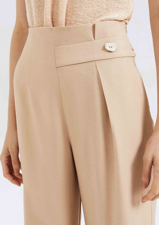 Foto do produto: Calça Feminina Reta Cintura Alta - Bege