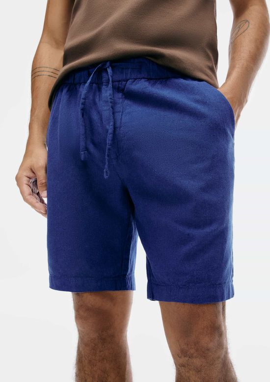 Foto do produto: Bermuda Masculina Reta Com Linho - Azul