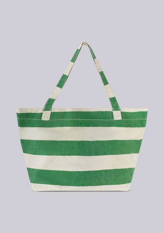 Foto do produto: Bolsa Sacola Feminina Listrada Em Sarja - Verde