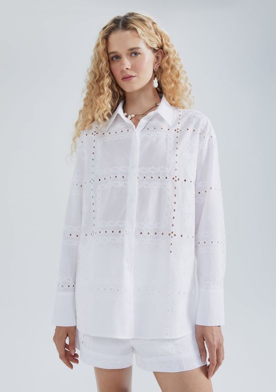 Foto do produto: Camisa Feminina Manga Longa Em Laise - Off white