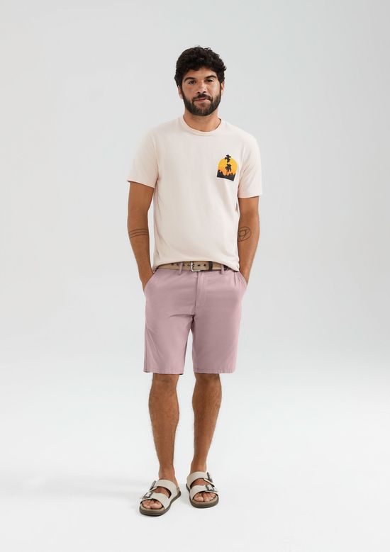 Foto do produto: Bermuda Básica Masculina Chino Em Sarja - Rosa