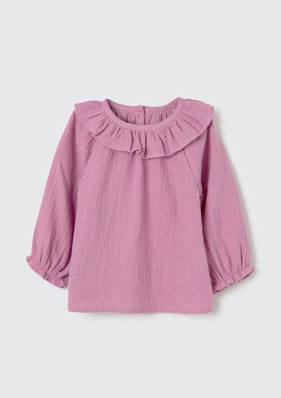 Foto do produto: Blusa Bata Bebê Menina Manga Longa Com Babado - Roxo