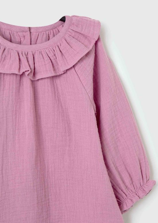 Foto do produto: Blusa Bata Bebê Menina Manga Longa Com Babado - Roxo