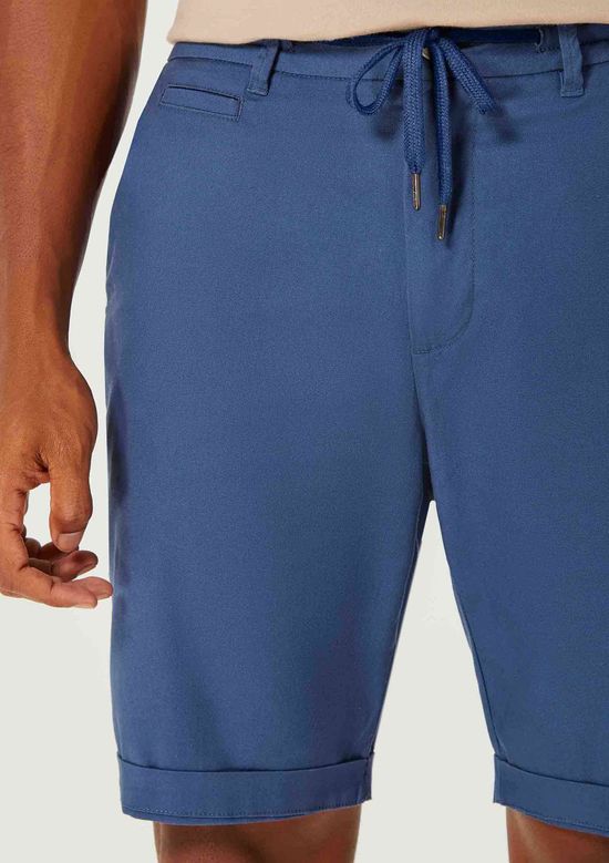 Foto do produto: Bermuda Básica Masculina Em Sarja Com Elastano - Azul