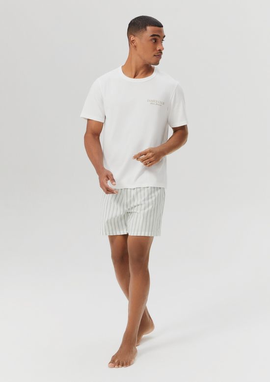 Foto do produto: Pijama Curto Masculino Com Estampa Família - Off white