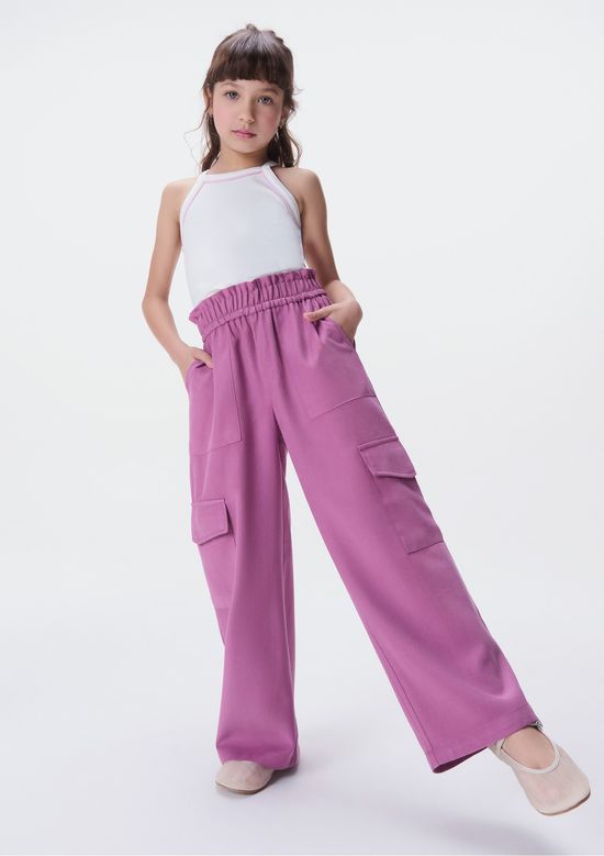 Foto do produto: Calça Reta Infantil Menina Com Bolsos - Roxo