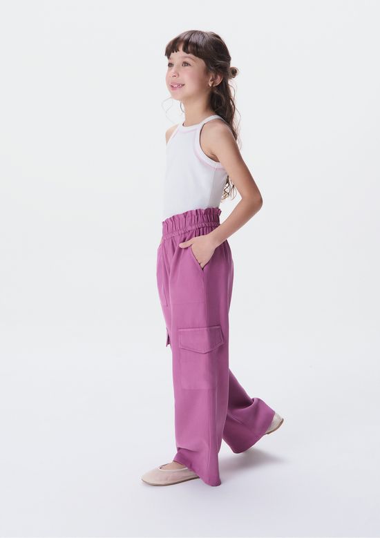 Foto do produto: Calça Reta Infantil Menina Com Bolsos - Roxo