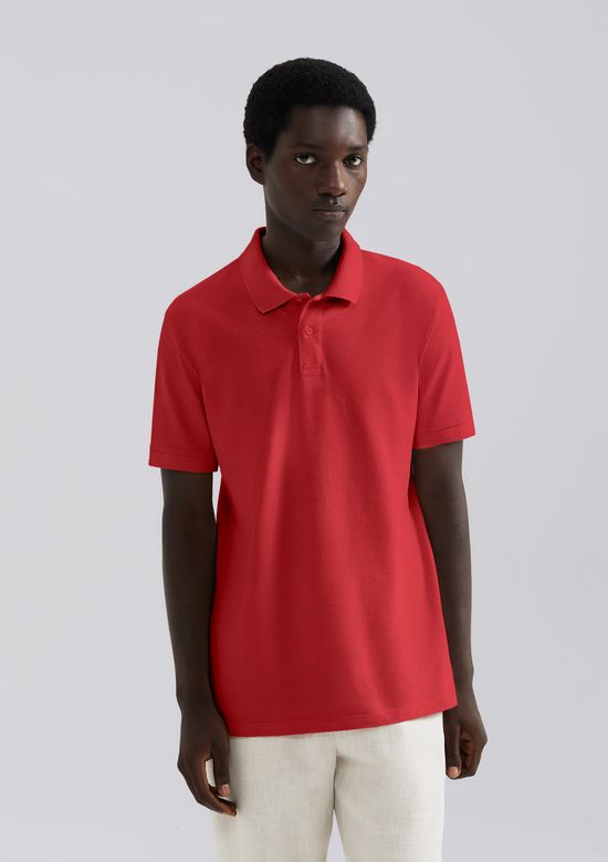 Foto do produto: Camisa Polo Básica Masculina Manga Curta Em Piquet - Vermelho