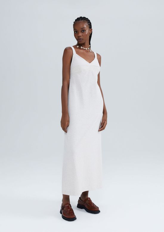 Foto do produto: Vestido Midi Decote V Texturizado Eco - Off white