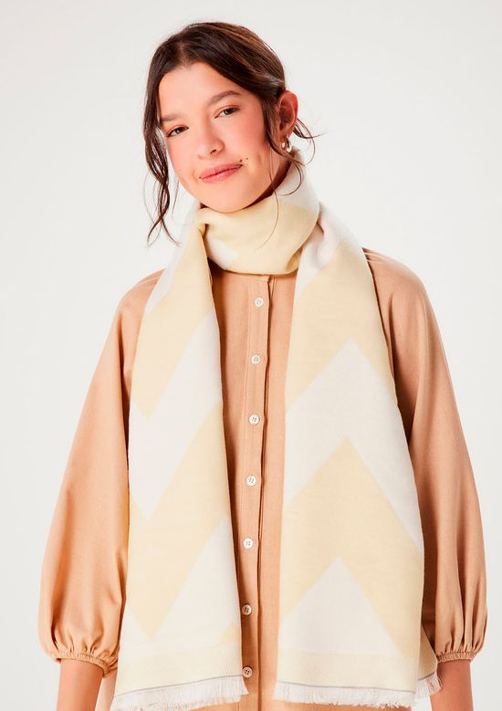 Foto do produto: Cachecol Feminino Estampado Em Tricô - Off white