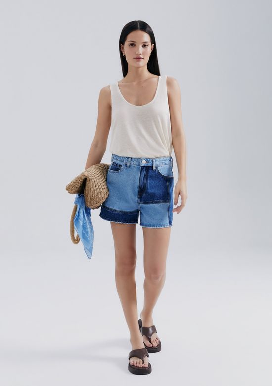 Foto do produto: Shorts Jeans Com Recortes - Azul