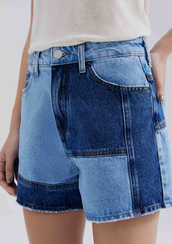 Foto do produto: Shorts Jeans Com Recortes - Azul