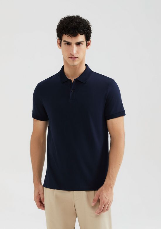 Foto do produto: Camisa Polo Básica Masculina Manga Curta Pima - Azul