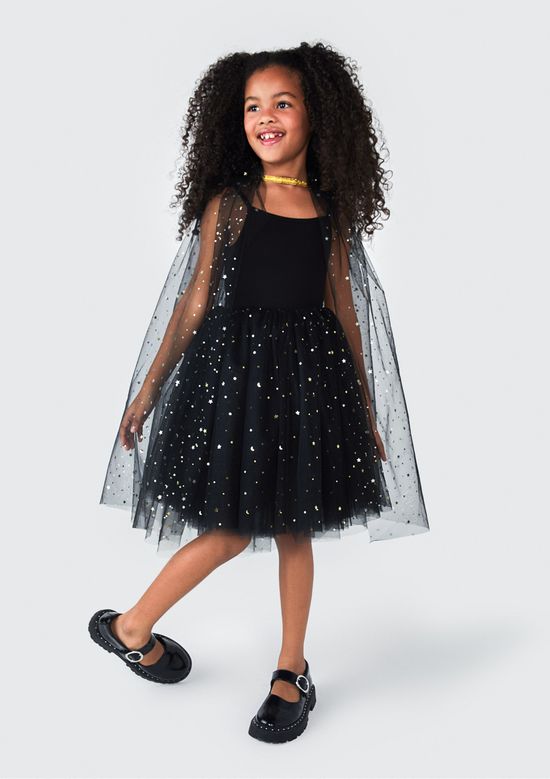 Foto do produto: Vestido Curto Infantil Em Tule Com Brilhos - Preto