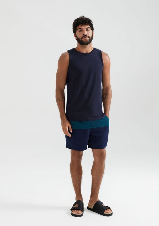 Foto do produto: Shorts Praia Masculino Com Recortes - Azul