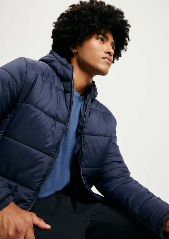 Foto do produto: Jaqueta Básica Masculina Puffer Com Capuz - Azul