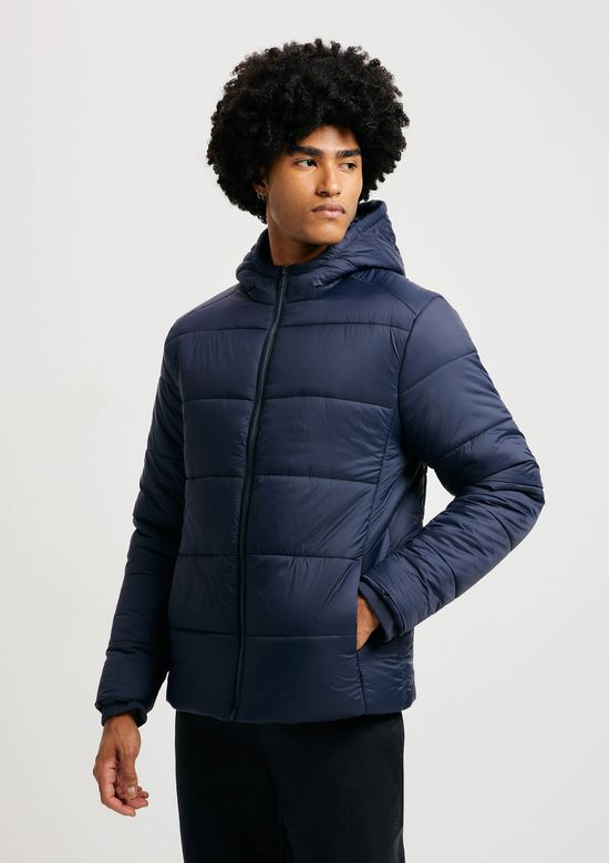 Foto do produto: Jaqueta Básica Masculina Puffer Com Capuz - Azul