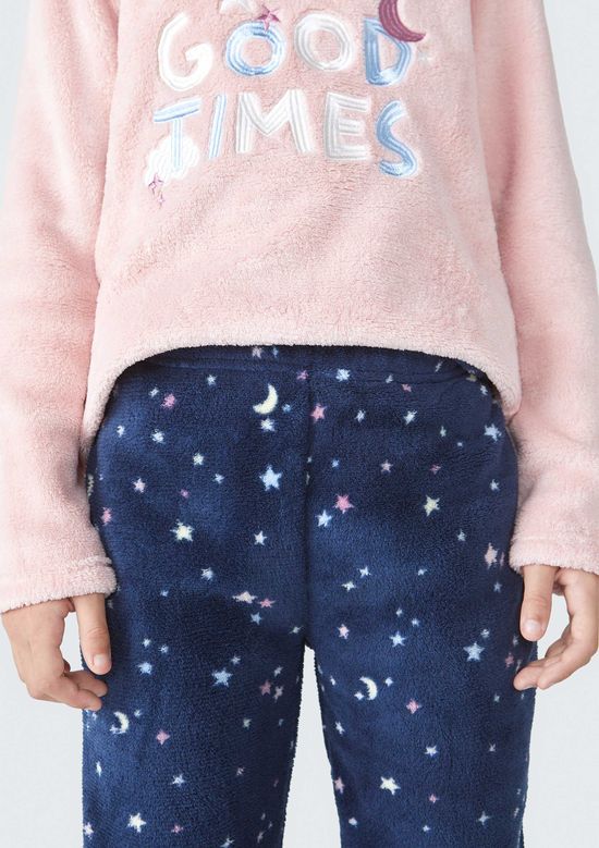 Foto do produto: Pijama Infantil Menina Longo Estampado Em Fleece - Rosa