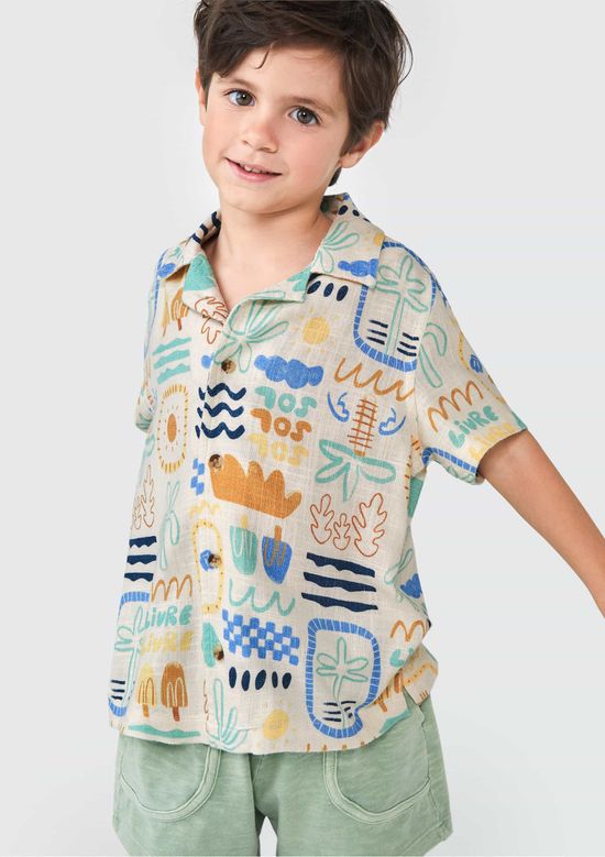 Foto do produto: Camisa Infantil Menino Toddler Estampada - Bege