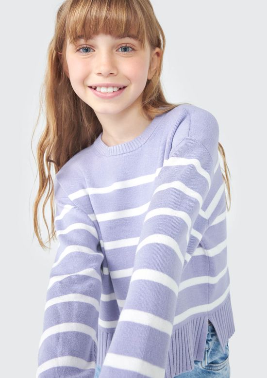 Foto do produto: Blusão Cropped Infantil Menina Em Tricô - Roxo