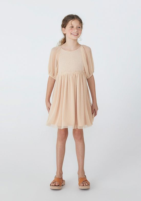 Foto do produto: Vestido Curto Infantil Com Tule  - Bege