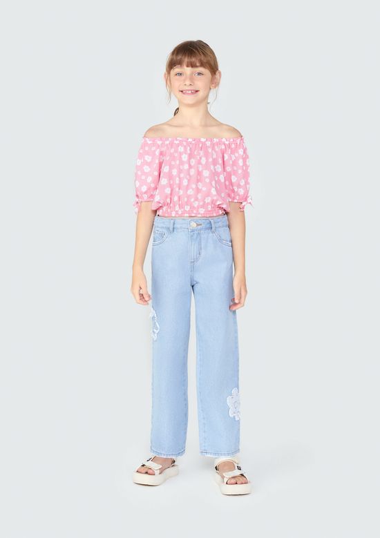 Foto do produto: Blusa Cropped Infantil Menina Estampada - Rosa