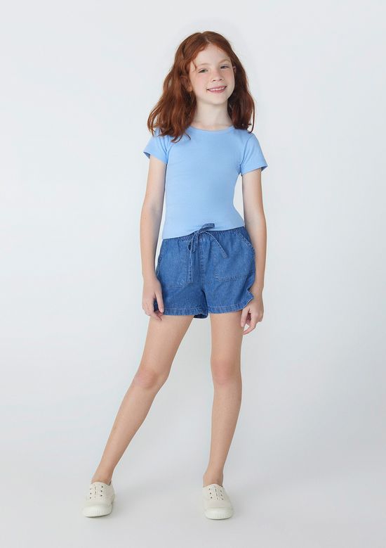 Foto do produto: Shorts Jeans Infantil Menina Com Bolsos   - Azul