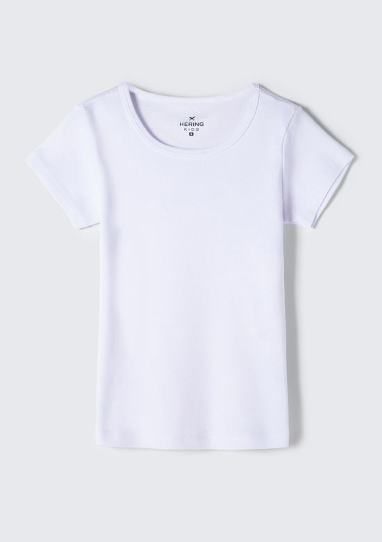 Foto do produto: Blusa Básica Infantil Menina Manga Curta Slim Em Ribana  - Branco