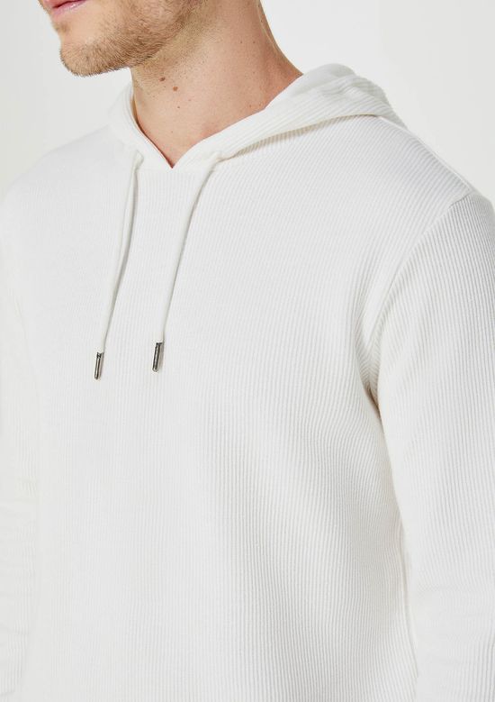 Foto do produto: Camiseta Masculina Manga Longa Canelada Com Capuz - Off white