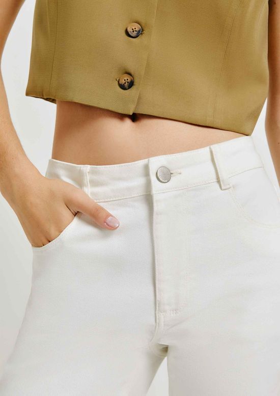 Foto do produto: Calça Feminina Skinny Cintura Média Em Sarja Com Elastano - Off white