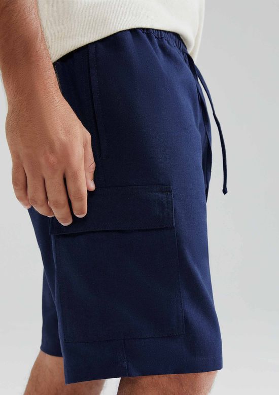 Foto do produto: Shorts Masculino Cargo Com Linho - Azul