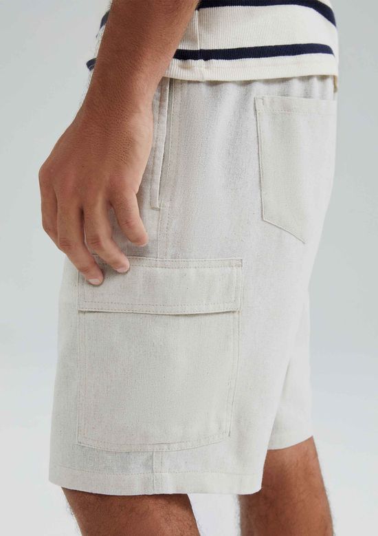 Foto do produto: Shorts Masculino Cargo Com Linho - Bege