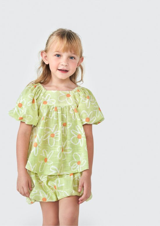 Foto do produto: Blusa Bata Infantil Menina Toddler Estampada - Verde