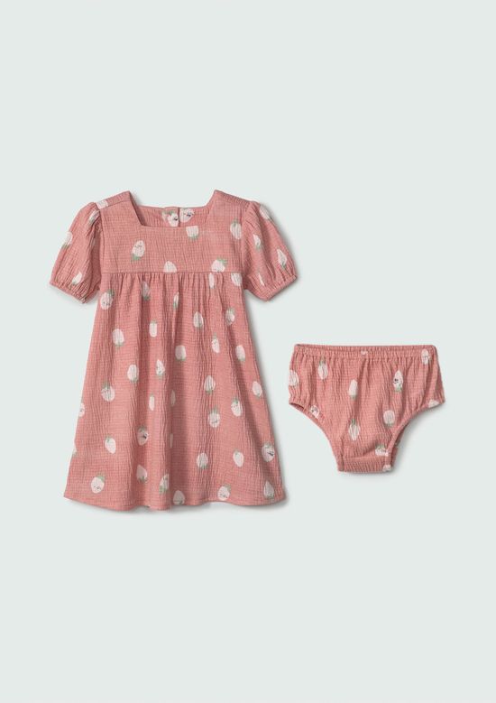 Foto do produto: Vestido Bebê Manga Longa + Calcinha - Rosa