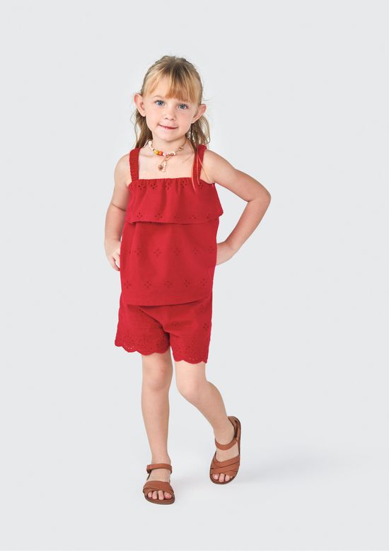 Foto do produto: Blusa Bata Infantil Menina Toddler Com Babado - Vermelho