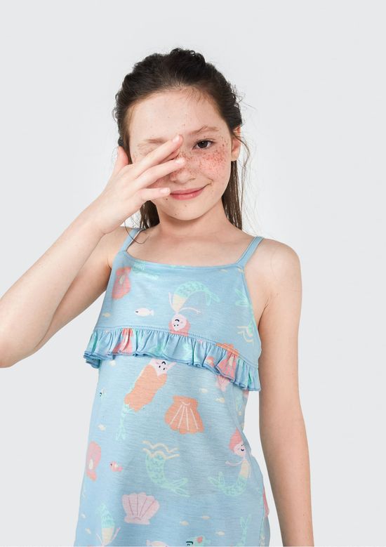 Foto do produto: Pijama Curto Infantil Menina Cerejinhas Com Babados - Azul