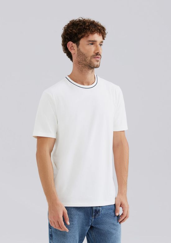 Foto do produto: Camiseta Masculina Manga Curta Com Vivo Contrastante - Off white