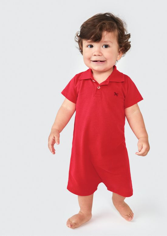 Foto do produto: Banho de Sol Bebê Menino Gola Polo - Vermelho