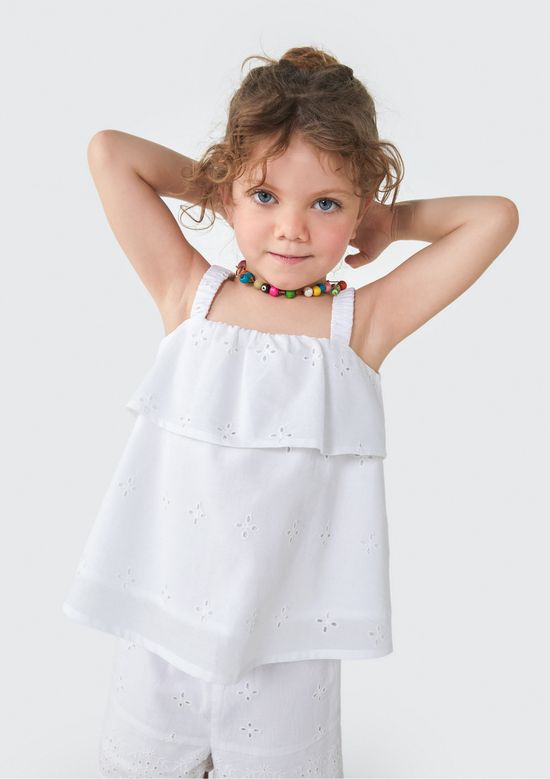 Foto do produto: Blusa Bata Infantil Menina Toddler Com Babado - Branco