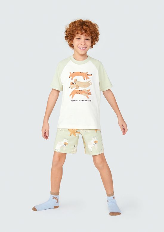 Foto do produto: Pijama Curto Infantil Menino Com Aplique - Off white