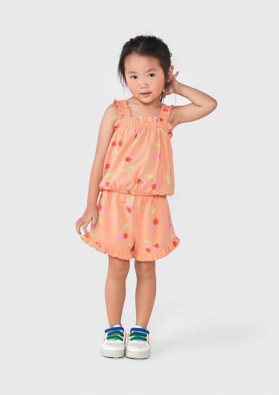 Foto do produto: Conjunto Curto Infantil Menina Toddler Estampado - Laranja