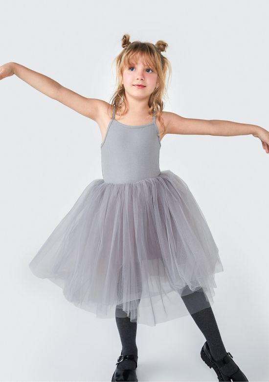 Foto do produto: Vestido Curto Infantil Em Tule - Cinza