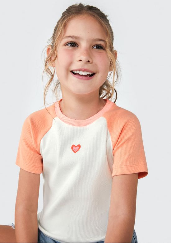 Foto do produto: Blusa Cropped Infantil Menina Em Ribana - Laranja